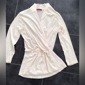 VELVET by Graham & Spencer - V Neck Faux Wrap Ivory Women S